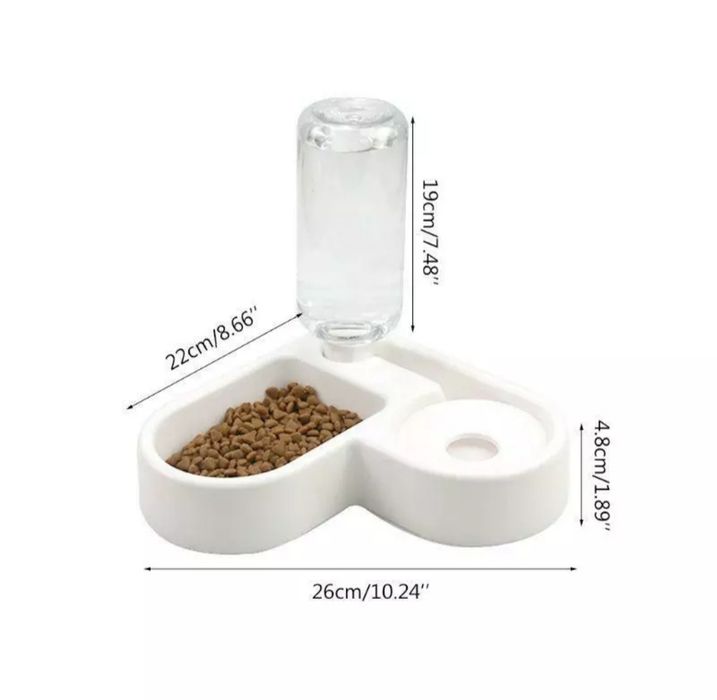 Двойна ъглова купа за домашен любимец, котка, куче с диспенсър