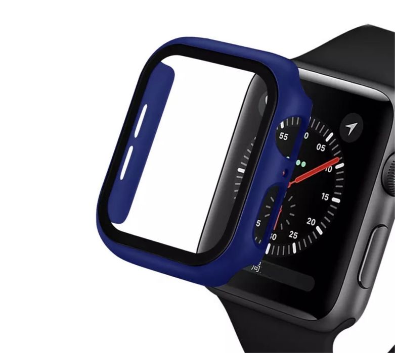 Husa / Carcasa Margine Silicon Geam Plastic Pentru Ceas Apple Watch