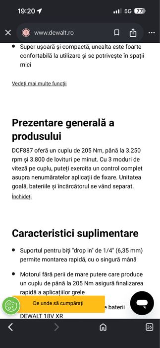 Dewalt dcf 887 de vanzare