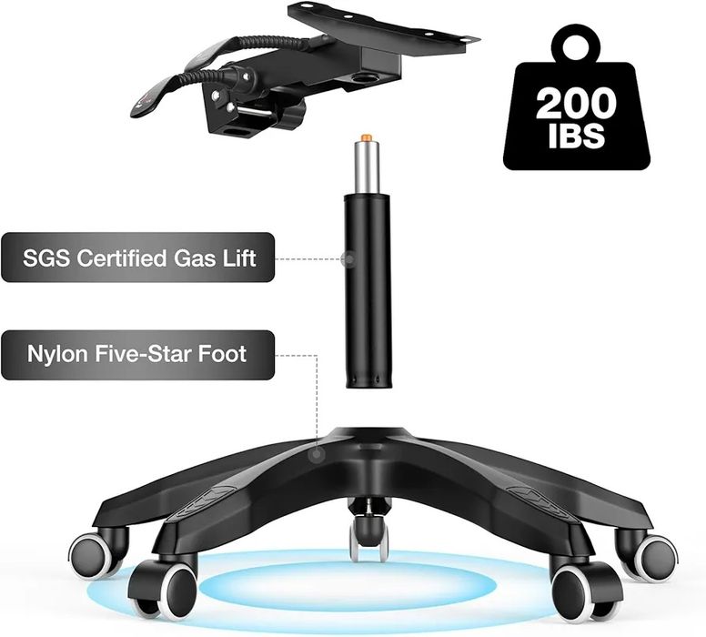 Масажен Геймърски стол  с 8-точков масаж 12 цвята,RGB LED светлина