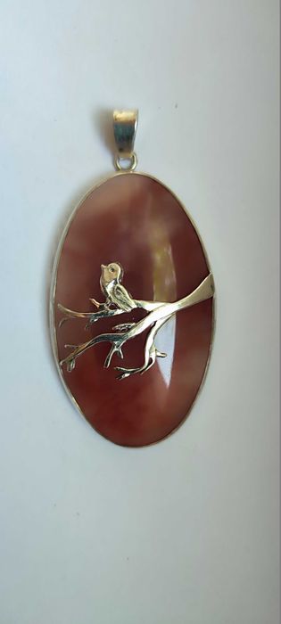 Кулон серебряный с камнем СЕРДОЛИК