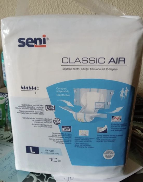 Pampersi Seni Adult, 4 pachete x 10 buc, marimea L