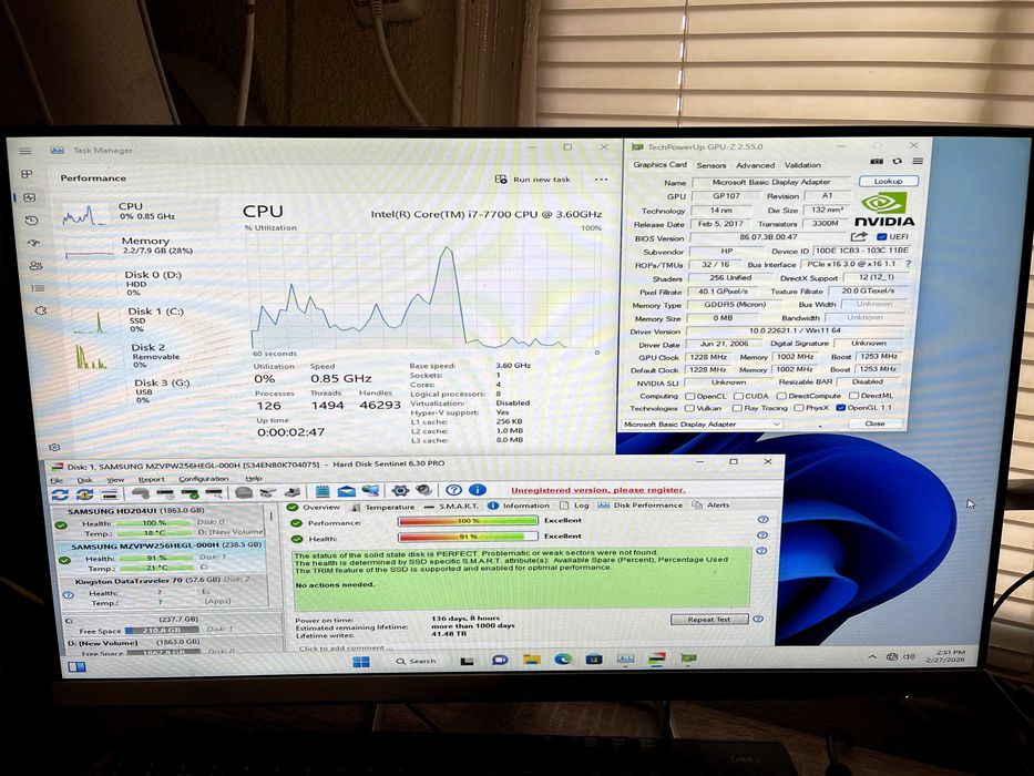 Unitate PC HP z240 I7 7700 Nvidia Quadro P400 2GB 256GB SSD 2TB HDD