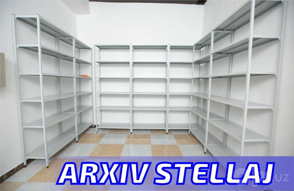 Arxiv stellaj, rafli metall tokchalar, ombor, архивный стеллаж