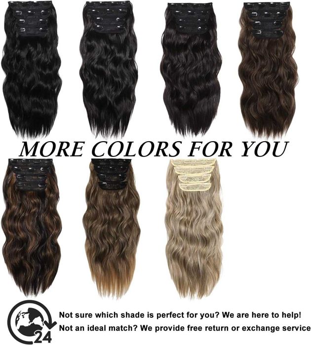 Дълги вълнообразни екстеншъни за коса с щипки за жени