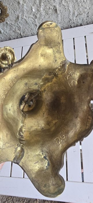 Pereche Sfeșnice Vechi din Bronz Masiv (5 Brațe, Stil Baroc / Rococo)
