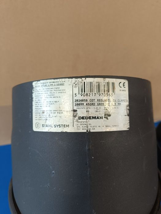 Cot reglabil cu clapeta 45° diamentru  200mm