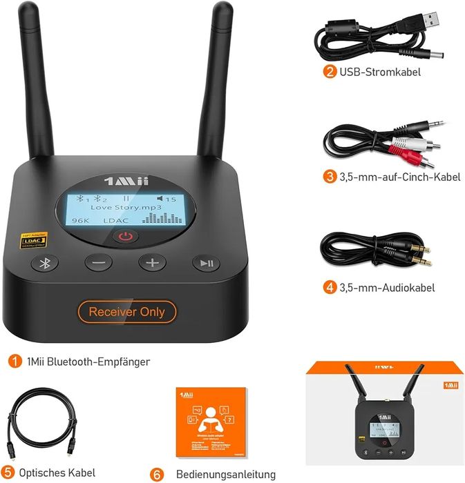 1Mii B06Pro+ HiFi Bluetooth 5.3 Receiver with Hi-Res LDAC, aptX HD