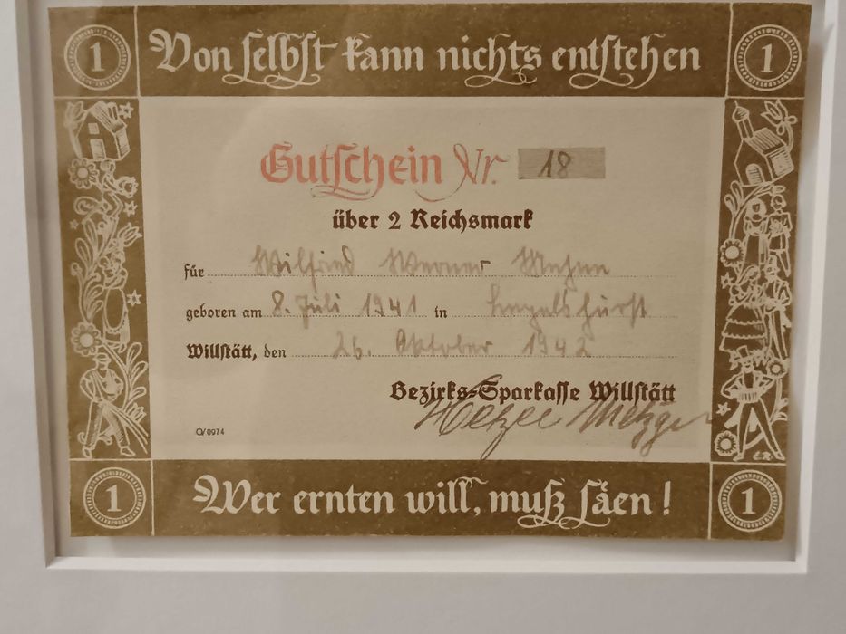 Немски спестовни ваучери за раждане на дете  – Трети райх. RARE