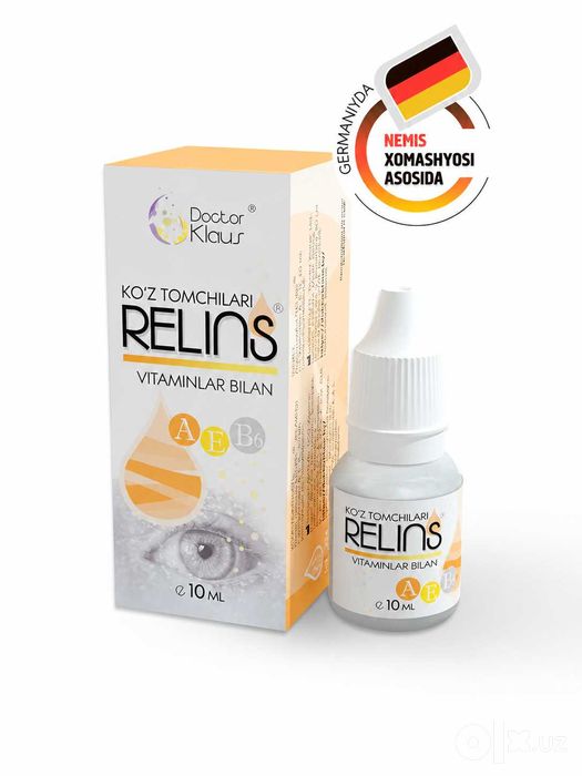 RELINS A, E, B6 vitaminli ko‘z tomchilari, 10 ml