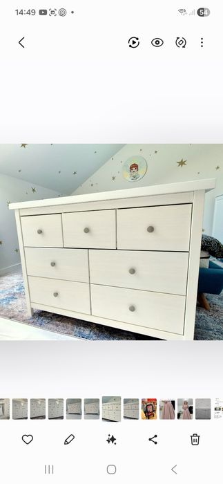 Doua comode albe din lemn masiv – 110 cm, model Berna (The Home)