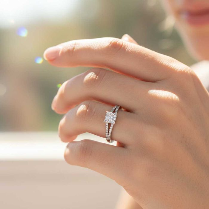 Нов Златен Пръстен с 0.72кт Естествени Брилянти