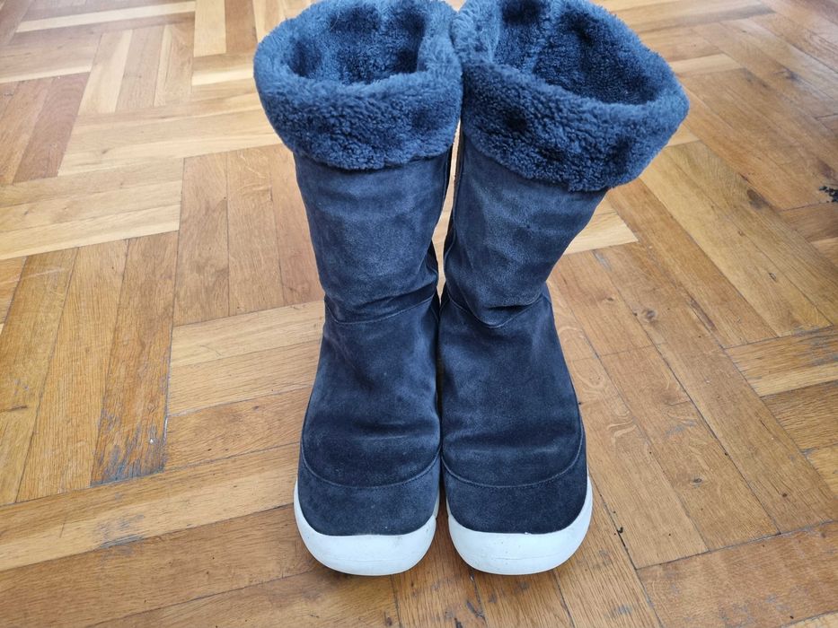 Дамски кожени ботуши Кларкс Clarks тъмносини