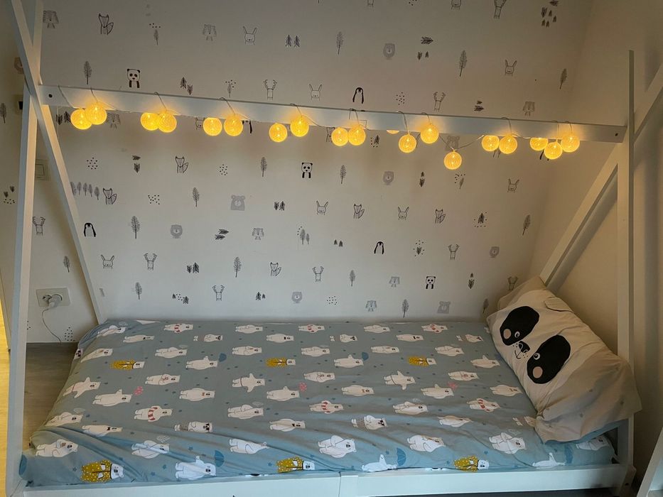 Pat tip cort 90x200 + saltea+lenjerii noi