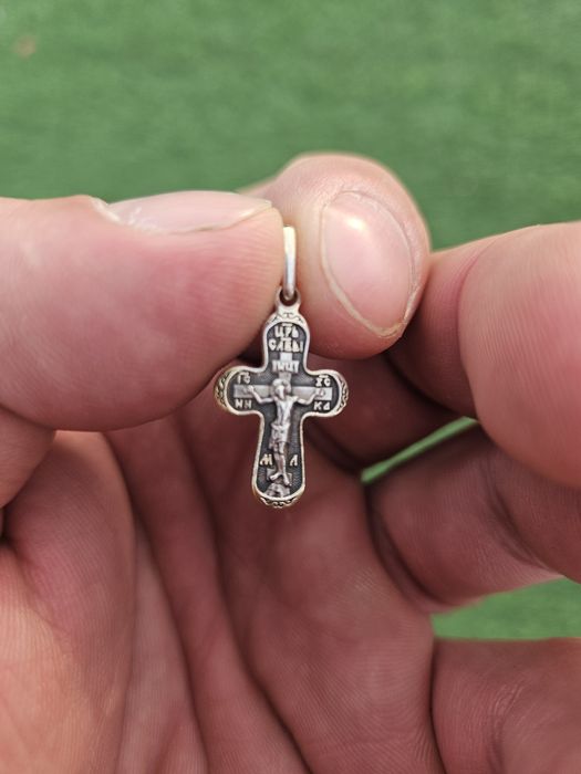 Крестик серебро с позолотой