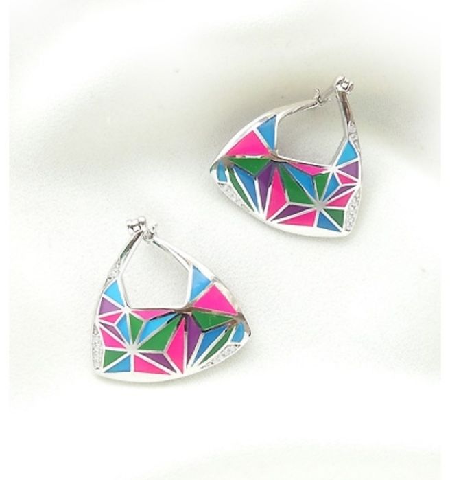 Комплект серебро эмаль с цепочкой