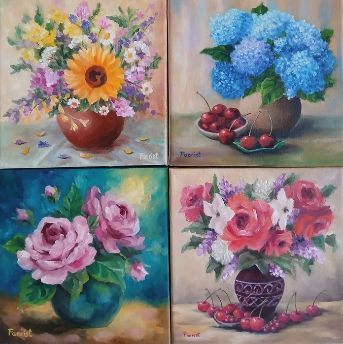 Tablouri originale mici (15×19 cm; 20x20 cm; 20x25 cm) pictate pe panza pe sasiu