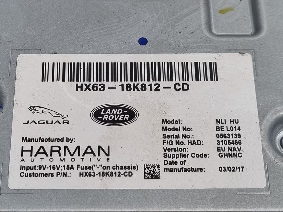 Cd player Land Rover Discovery Sport 2014 - 2019 (1244) Hx6318k812dc