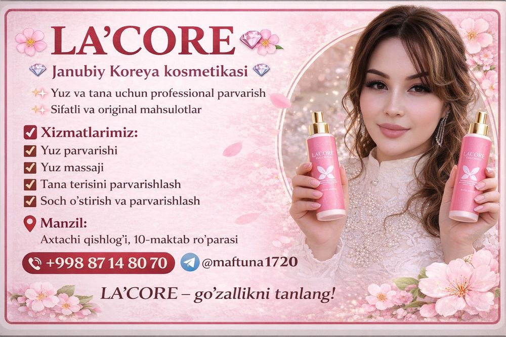 LaCore yuz uxodlari maxsulotimizga javob beramiz