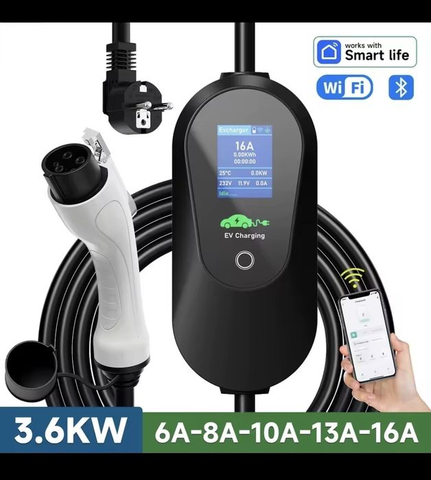 Charger 3,6//7.2 Kw, pt  mașini electrice și plug-in, control prin WiFi al puterii de incarcare