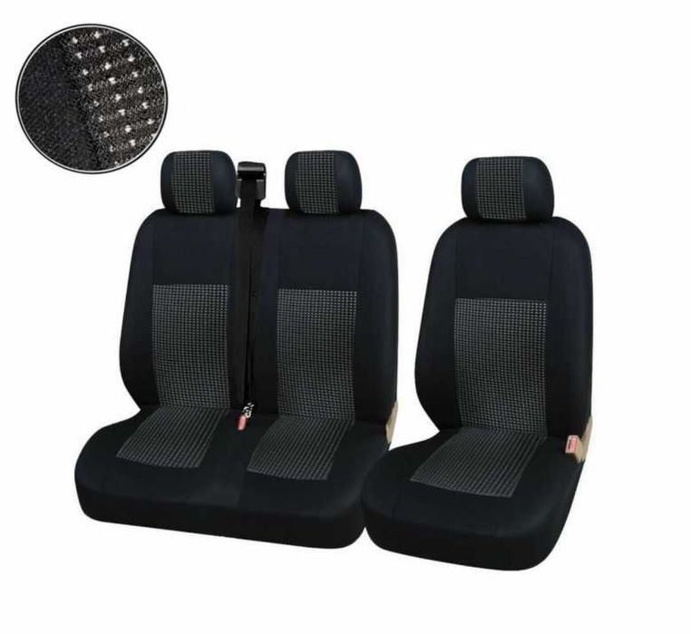 Серия LUX Черни Калъфи за седалки 2+1 за бусове VW Crafter VW T5