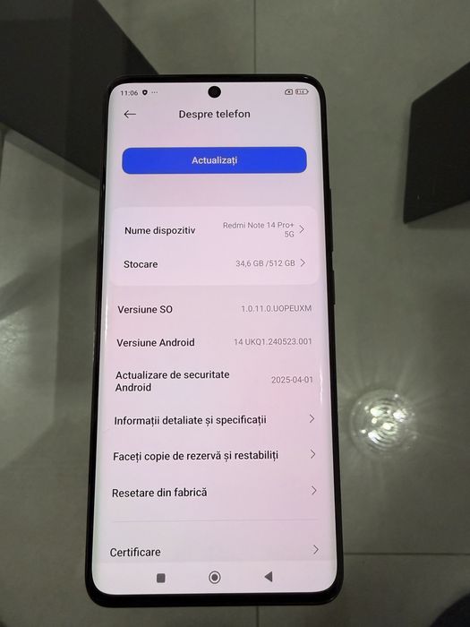 Redmi Note 14 Pro+ 5G midnight 512GB / 12GB RAM + 6GB • IMPECABIL •