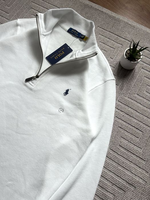 Polo Ralph Lauren Quarter Zip Alb – Mărimea M – Nou cu Etichetă