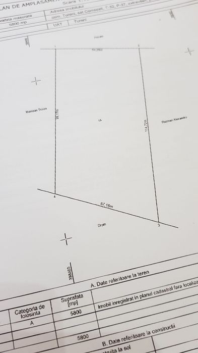 Vand teren EXTRAVILAN Comsesti com Tureni jud Cluj  15€/MP NEGOCIABIL