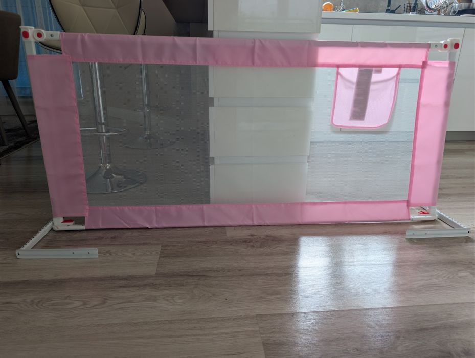 Barieră de siguranță / Plasă protecție pat copii, Roz
