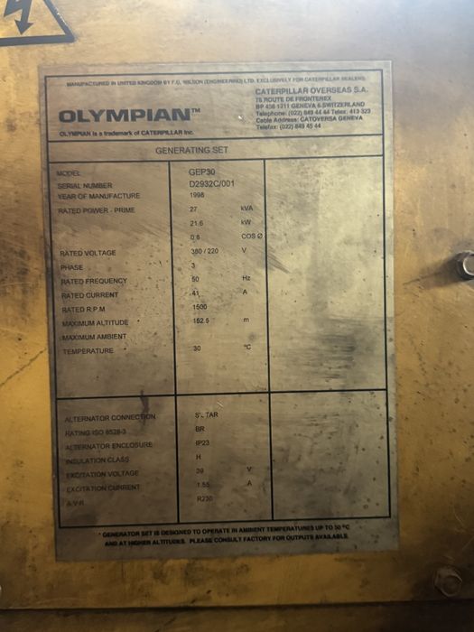 Дизельный генератор Caterpillar на 22кВт