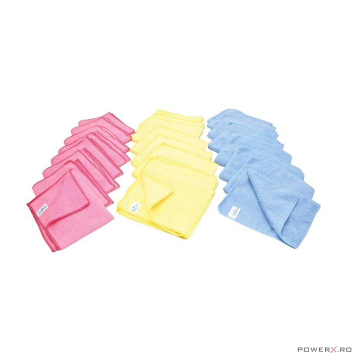 Set 24 lavete din microfibra profesionale, 3 culori, 40x30 cm, Satra