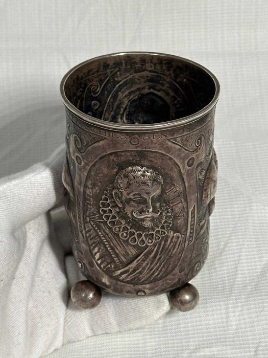 PAHAR ARGINT MASIV - Wallenstein & Tilly - Pocal - Hanau - Sec. XVII !
