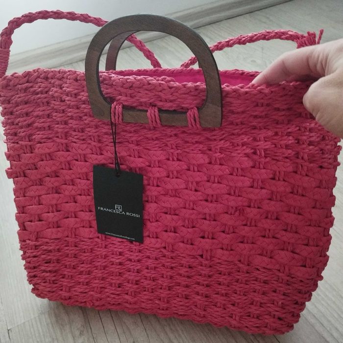 Малка чанта през рамо+ чанта цвят корал