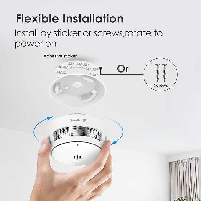 Alarma de fum, baterie 10 ani, alarme de incendiu pentru casă EN14604