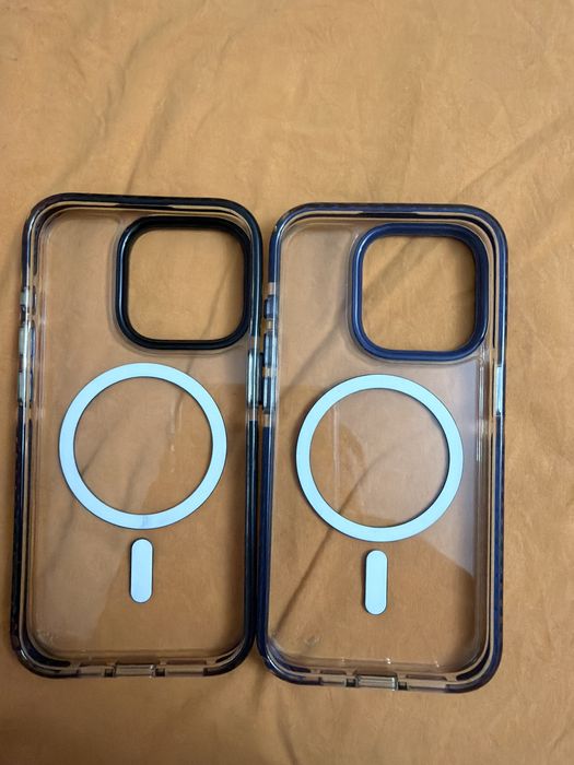 3 huse iPhone 15 Pro MagSafe – 1 Spigen + 2 transparente – stare bună