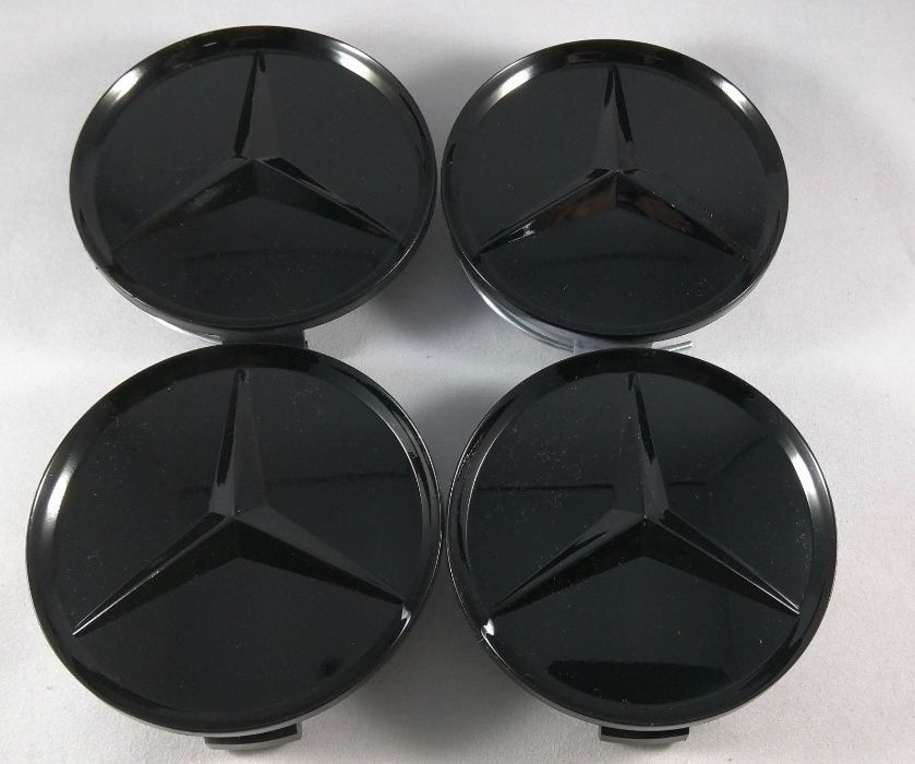 set 4 capace mercedes 75mm negru complet pentru mercedes