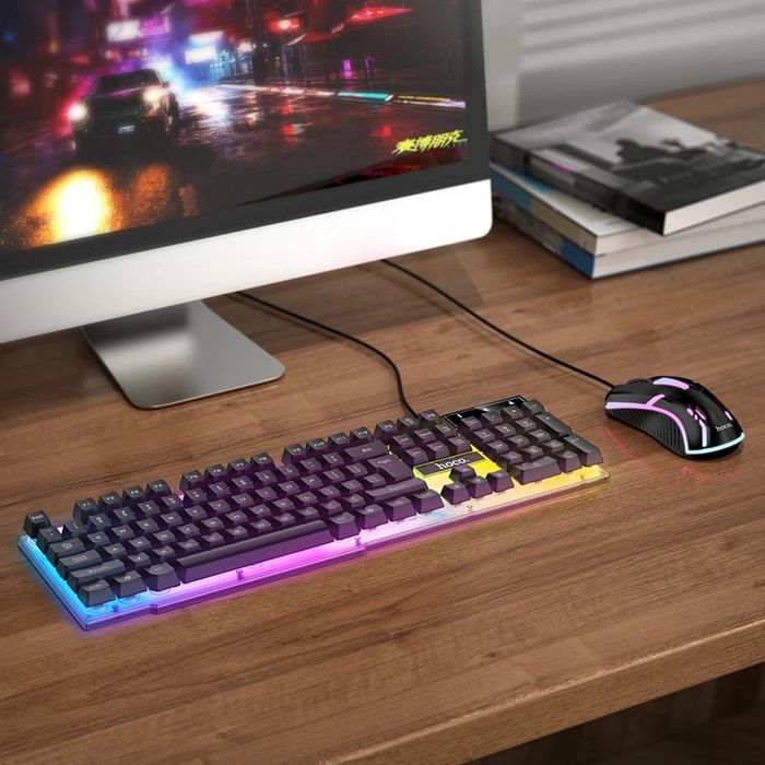 Игровая проводная клавиатура и мышь с подсветкой HOCO GM11, рус версии