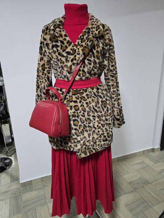 Haina animal print din blana ecologica, model superb