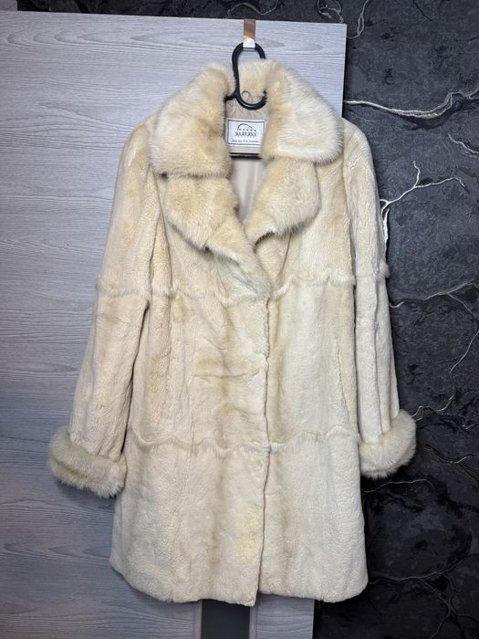 Шуба из кролика с норкой