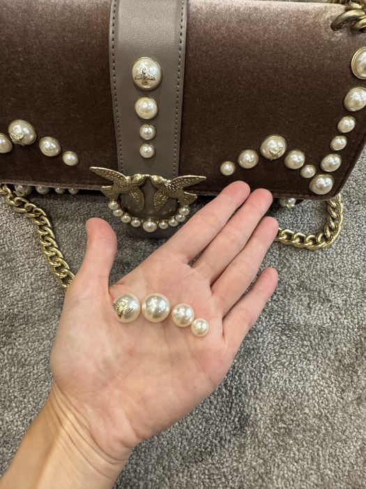 Оригинална дамска чанта PINKO Pinko Love Velvet Pearls
