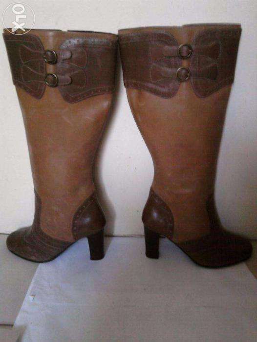 Cizme dama noi piele maro doua nuante catarame Legroom nr. 37, 38