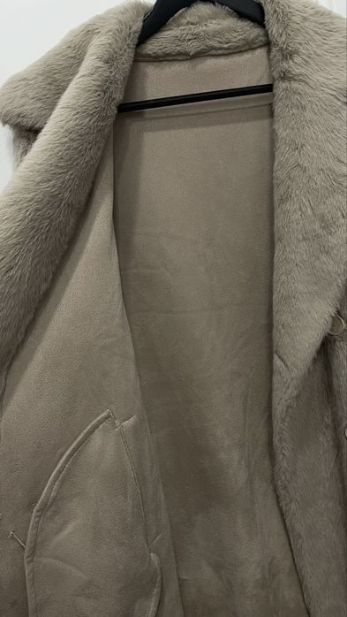 Шуба экомех длинная