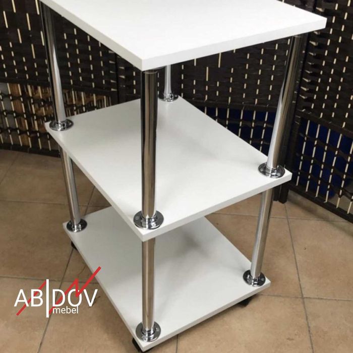 Стеллаж тумбочка тележка помощница на роликах,колёсиках  для салона.