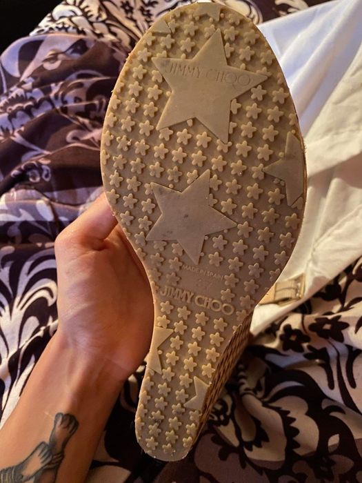 Jimmy Choo Pela Suede T-Strap Cork-Wedge Sandal Brown