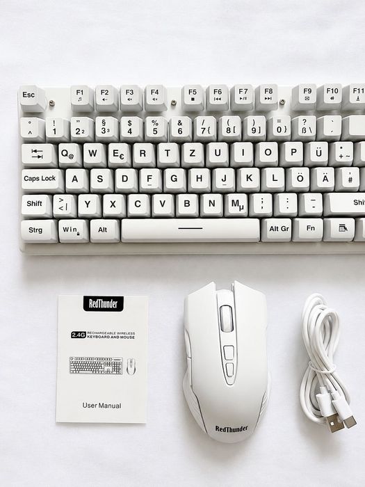RedThunder K10 Set Gaming Wireless (Layout German, Alb, Nou)