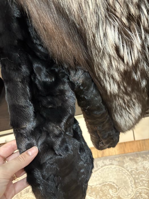 blana naturală nurcă și guler vulpe argintie