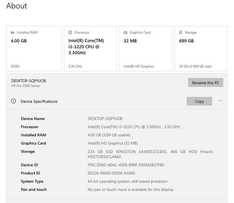 Unitate centrală HP 3500