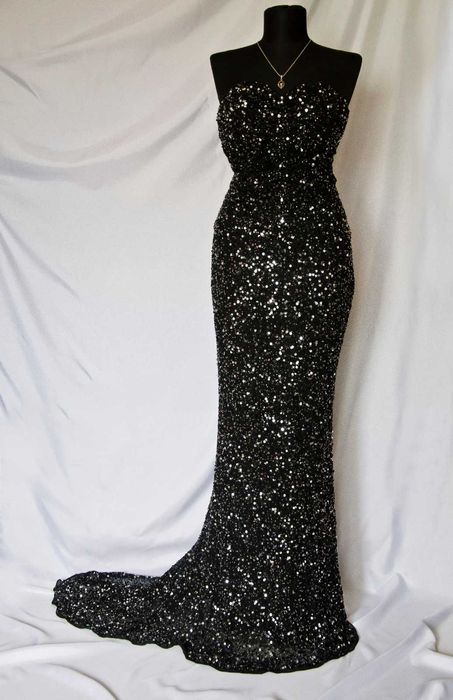 Rochie de nasa de gala evenimente neagra, deosebita, cu paiete