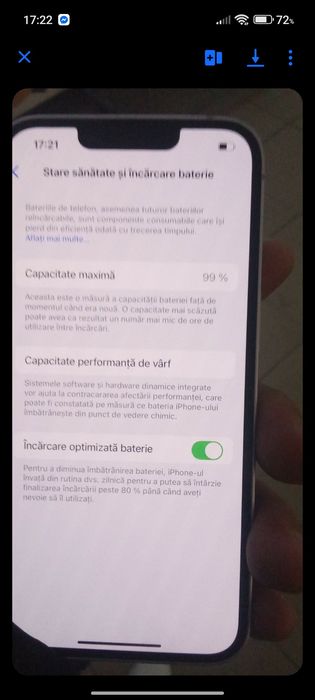 Salut când iPhone 14 capacitate bateriei 99