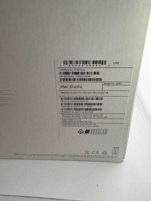 Apple Mac Studio "M2 Max" 12 CPU/30 GPU, RFB, sigilat apple